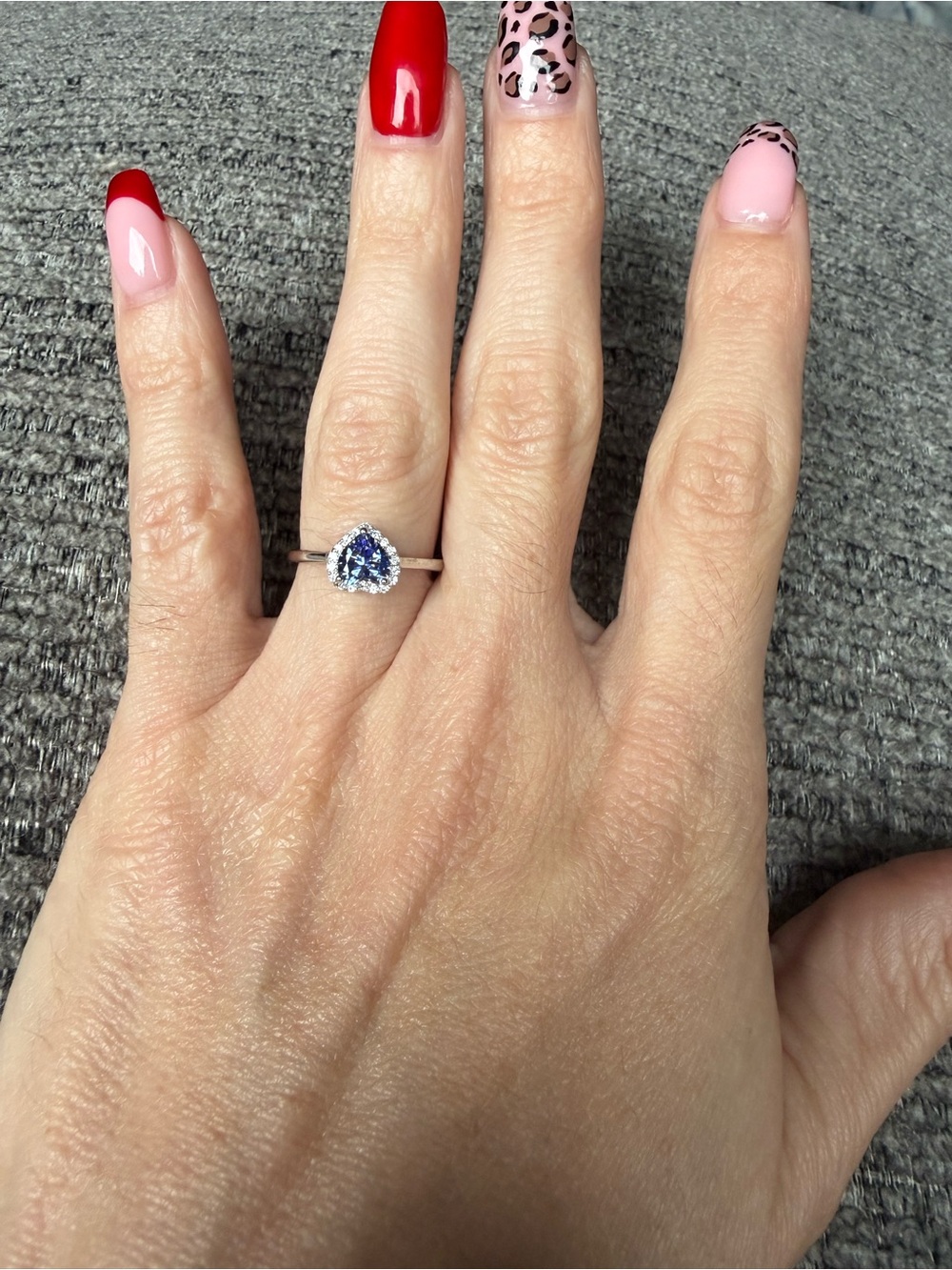 Tanzanite Heart Halo Ring in Sterling Silver - Elegant Women’s Jewelry